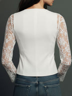 Women’s Black Sheer Sleeve Blazer Top