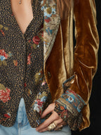 Women’s Vintage Floral Print Patchwork Blazer