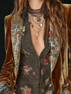 Women’s Vintage Floral Print Patchwork Blazer